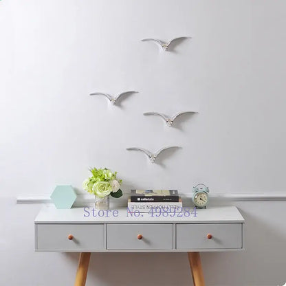 Modern gold & white ceramic bird pendant wall decor living room
