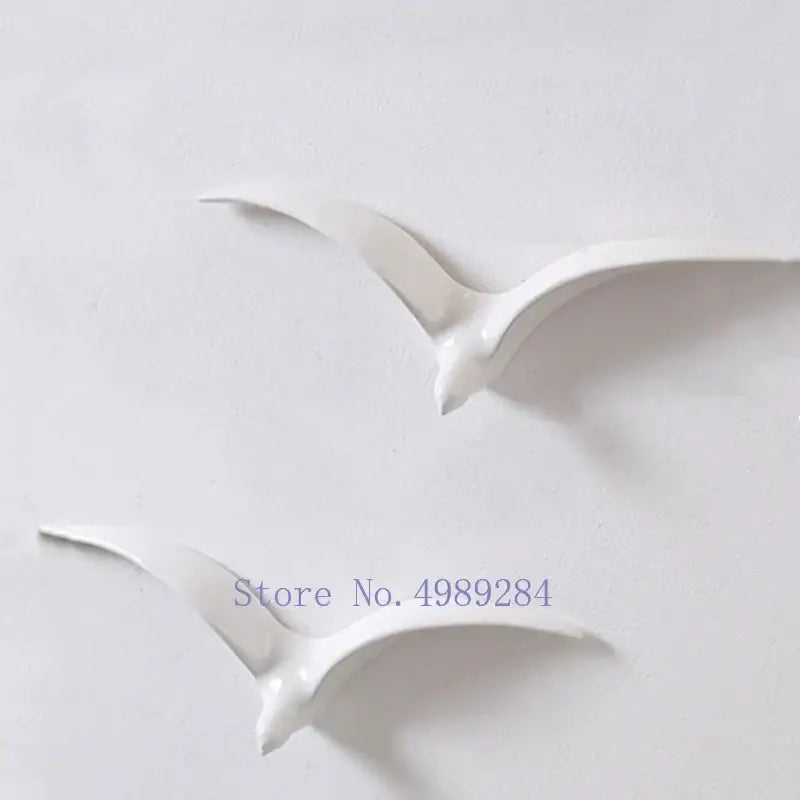 Modern gold & white ceramic bird pendant wall decor living room
