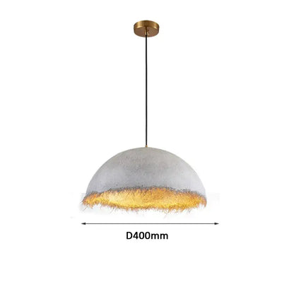 Modern gold & white half nest pendant lamp dining room concrete dome