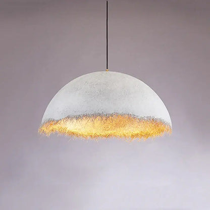 Modern gold & white half nest pendant lamp dining room concrete dome