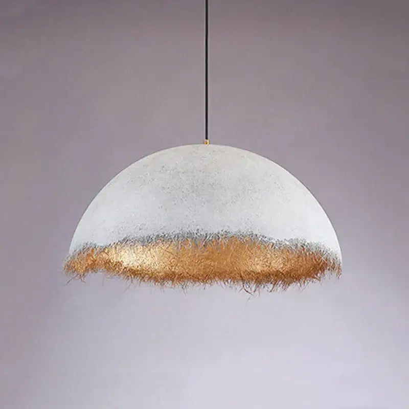 Modern gold & white half nest pendant lamp dining room concrete dome