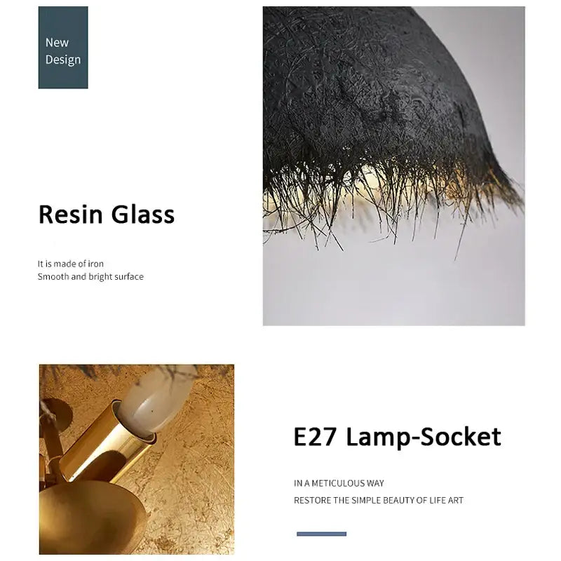 Modern gold & white half nest pendant lamp dining room concrete dome
