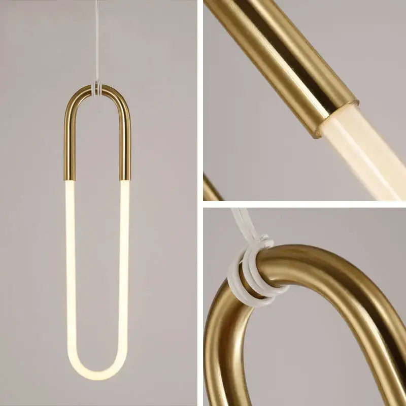 Modern gold & white pendant lights living room curved hanging lamp