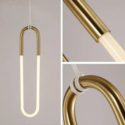 Modern gold & white pendant lights living room curved hanging lamp