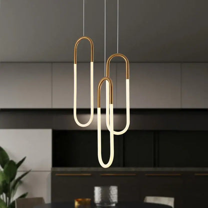 Modern gold & white pendant lights living room curved hanging lamp