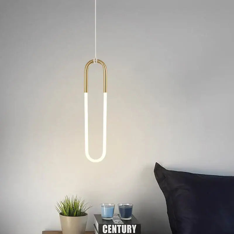 Modern gold & white pendant lights living room curved hanging lamp