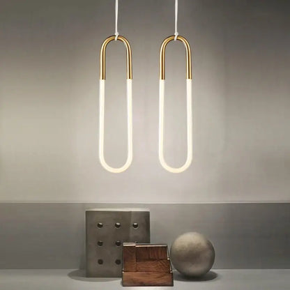 Modern gold & white pendant lights living room curved hanging lamp