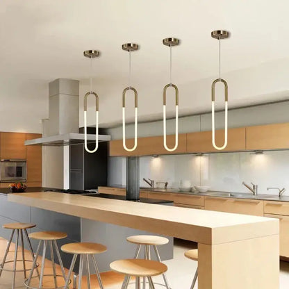 Modern gold & white pendant lights living room curved hanging lamp