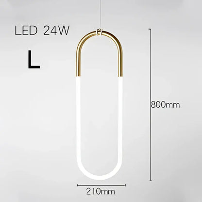 Modern gold & white pendant lights living room curved hanging lamp