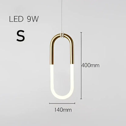 Modern gold & white pendant lights living room curved hanging lamp