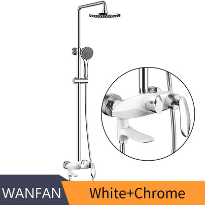 Modern gold & white shower head faucet set bathroom system