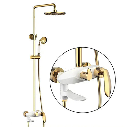 Modern gold & white shower head faucet set bathroom system