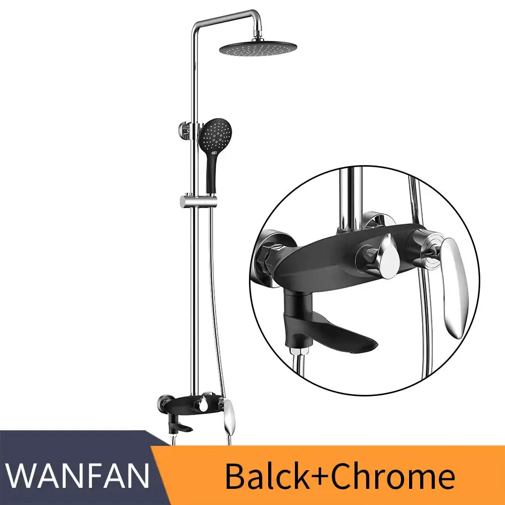 Modern gold & white shower head faucet set bathroom system