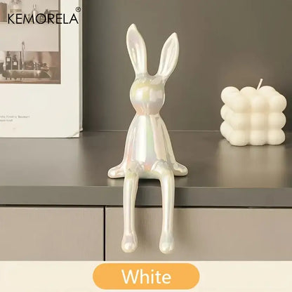 Modern gold white & silver sitting rabbit ornament living room decor