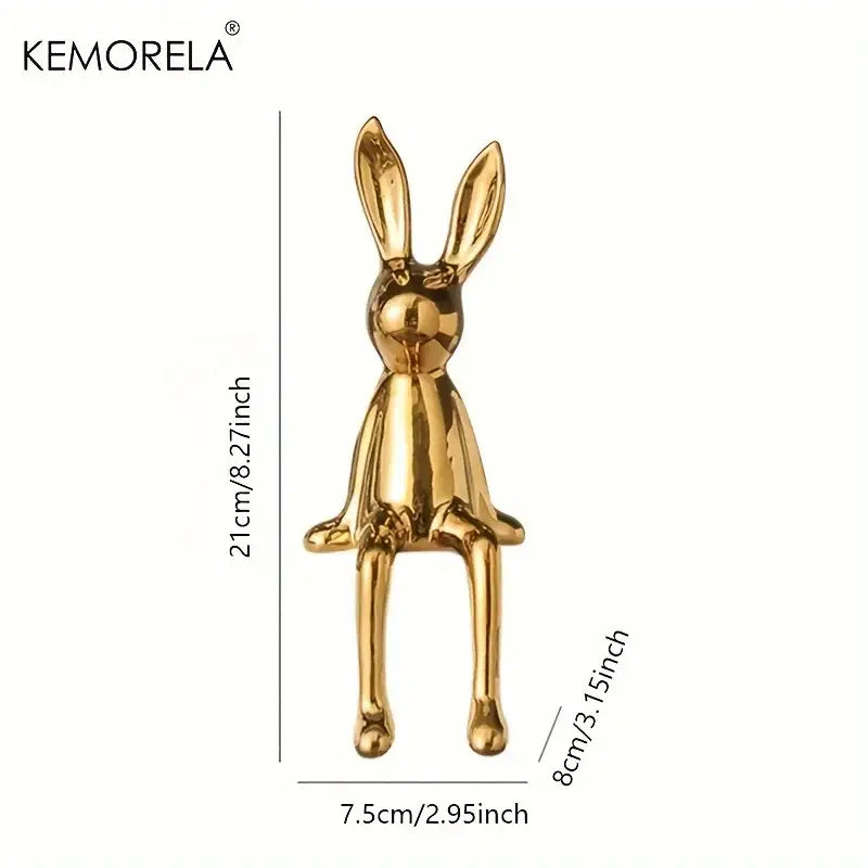 Modern gold white & silver sitting rabbit ornament living room decor