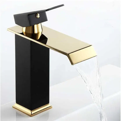 Modern gold & white waterfall basin faucet bathroom sink tap