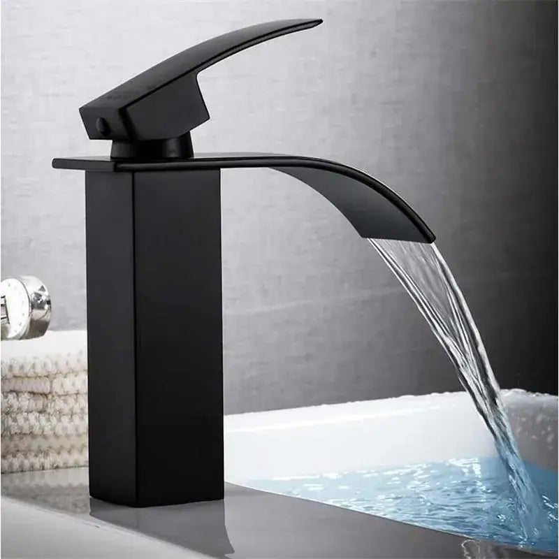 Modern gold & white waterfall basin faucet bathroom sink tap