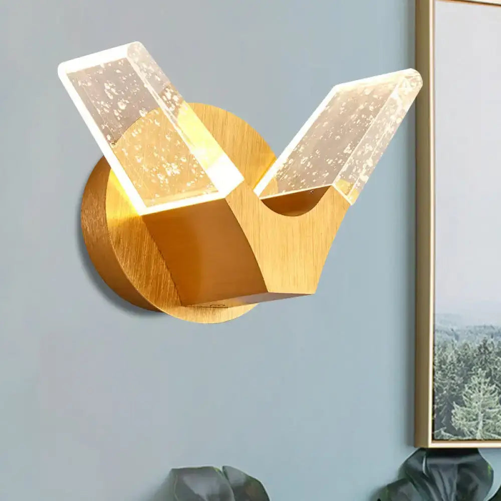 Modern gold wings acrylic wall light fixture for bedroom