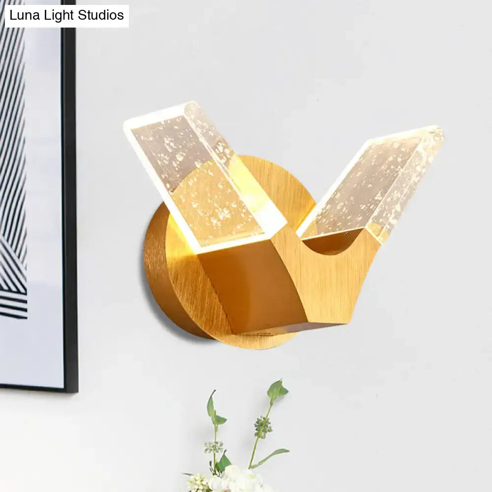Modern gold wings acrylic wall light fixture for bedroom