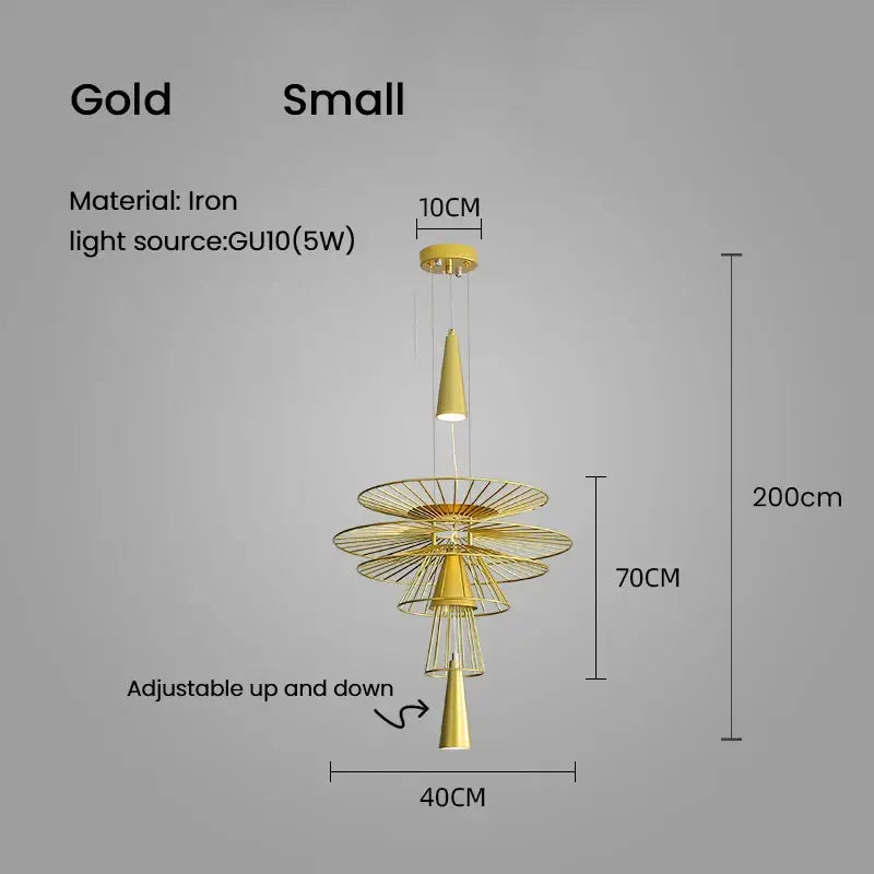 Modern gold wireframe gravity suspension lamp dining room chandelier