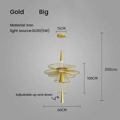 Modern gold wireframe gravity suspension lamp dining room chandelier