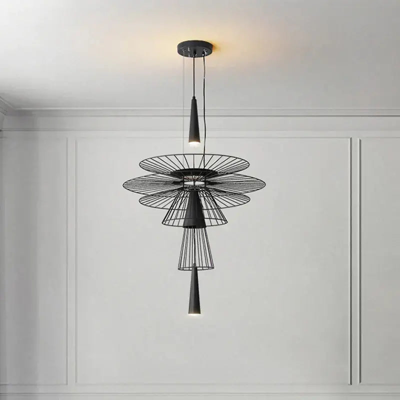 Modern gold wireframe gravity suspension lamp dining room chandelier