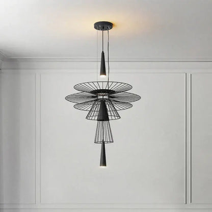 Modern gold wireframe gravity suspension lamp dining room chandelier