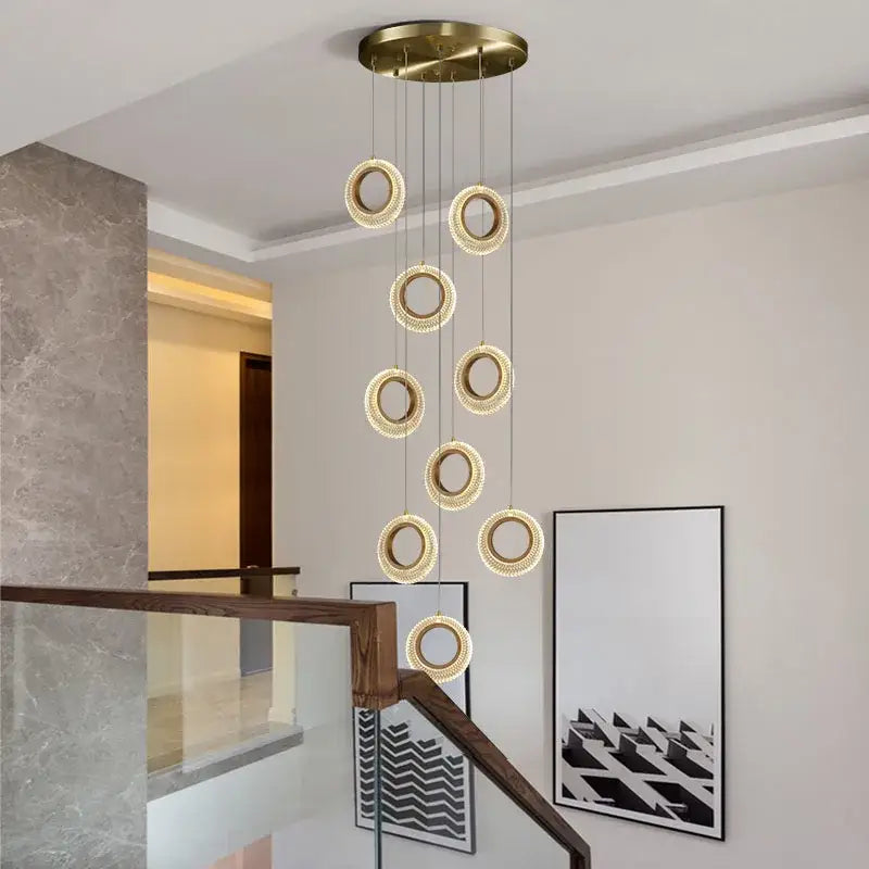 Modern gold woven crystal led chandelier kitchen pendant light