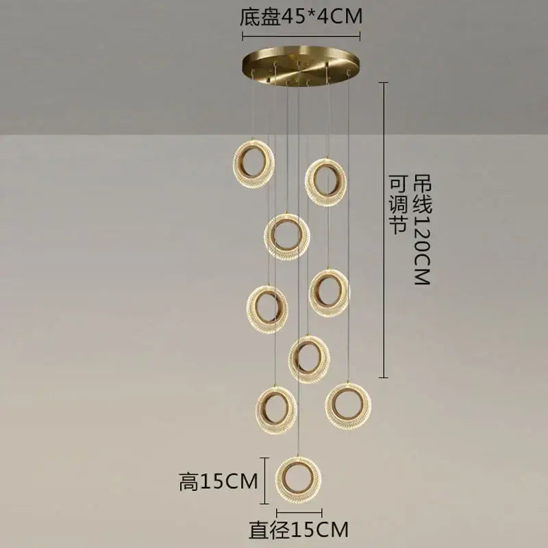 Modern gold woven crystal led chandelier kitchen pendant light