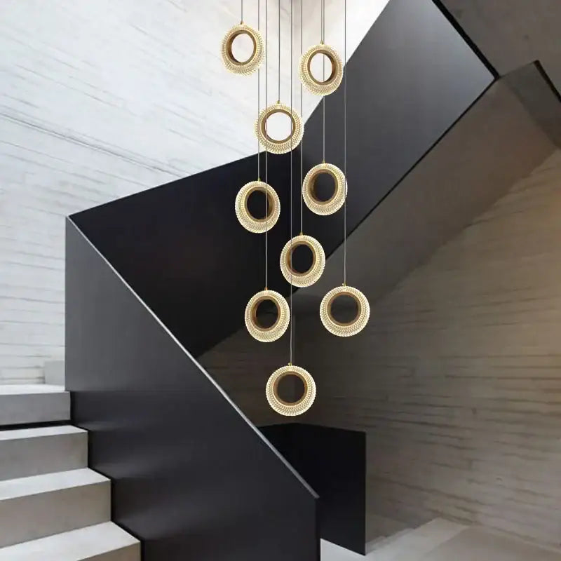 Modern gold woven crystal led chandelier kitchen pendant light