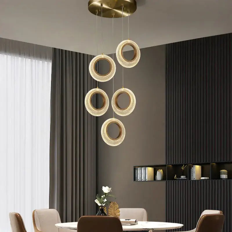 Modern gold woven crystal led chandelier kitchen pendant light