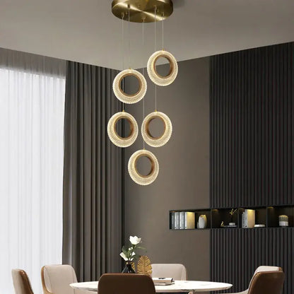 Modern gold woven crystal led chandelier kitchen pendant light