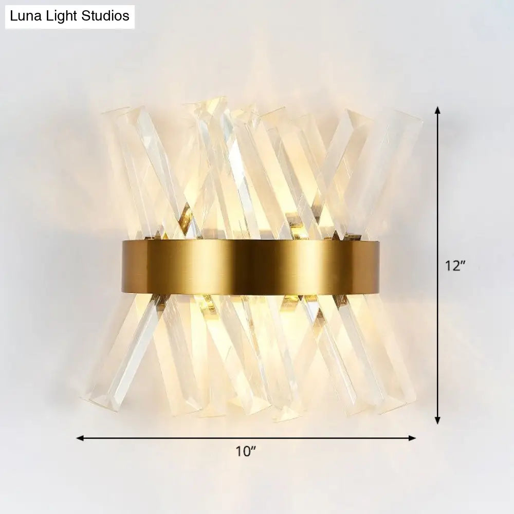 DecorBites™ Modern Gold X-Shaped Wall Sconce with K9 Crystal - Bedroom Wall Mount Lamp