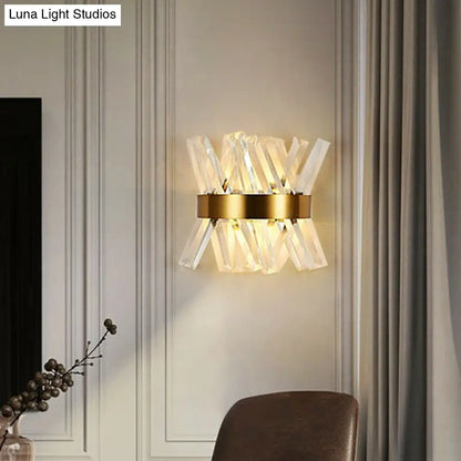 DecorBites™ Modern Gold X-Shaped Wall Sconce with K9 Crystal - Bedroom Wall Mount Lamp