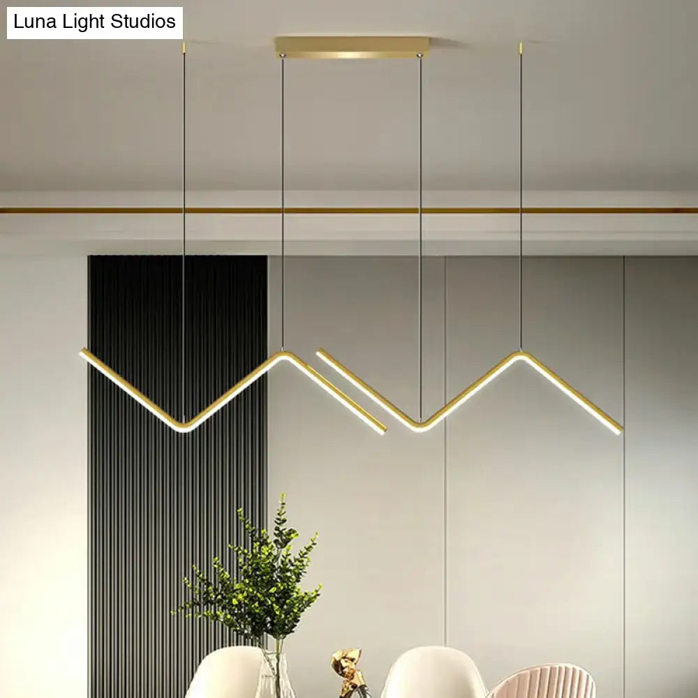 Modern gold z-shaped led light fixture dining room island pendant