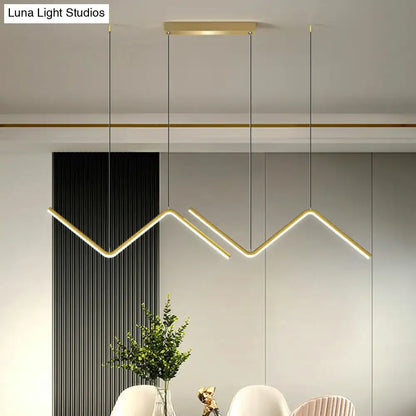 Modern gold z-shaped led light fixture dining room island pendant