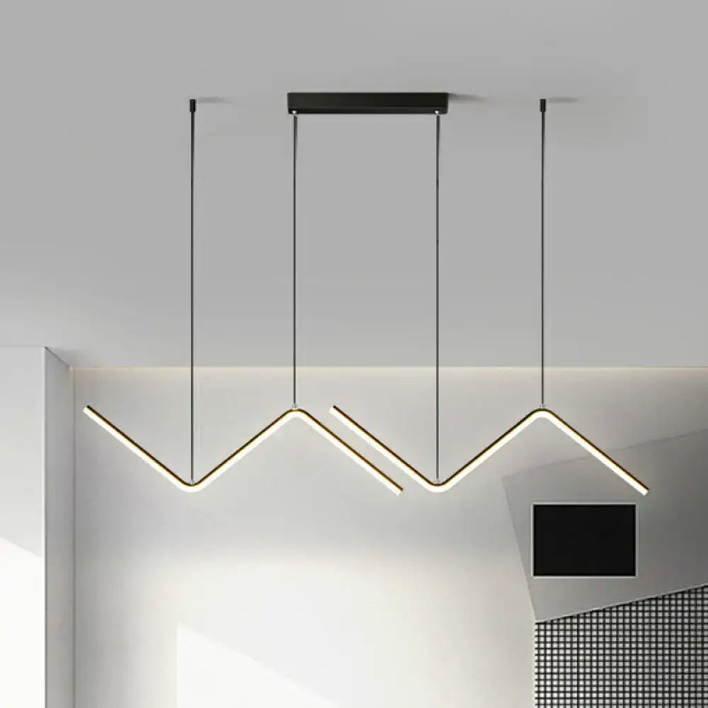 Modern gold z-shaped led light fixture dining room island pendant