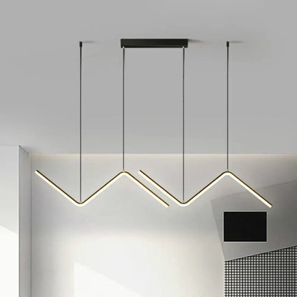 Modern gold z-shaped led light fixture dining room island pendant