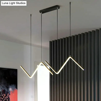 Modern gold z-shaped led light fixture dining room island pendant