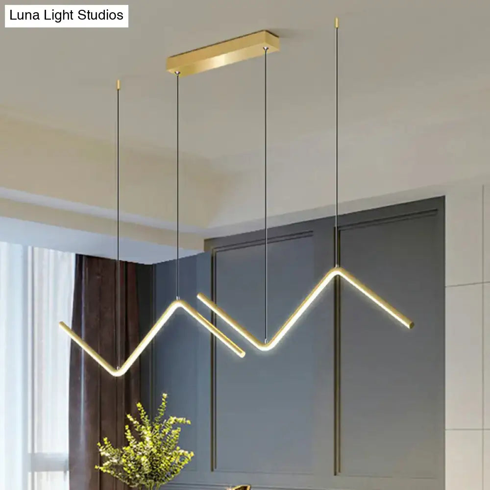Modern gold z-shaped led light fixture dining room island pendant