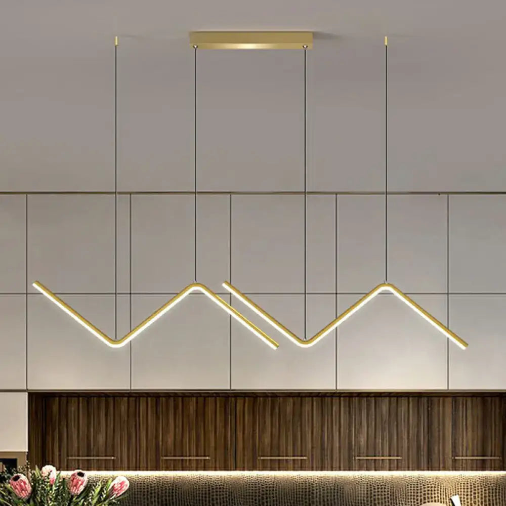 Modern gold z-shaped led light fixture dining room island pendant