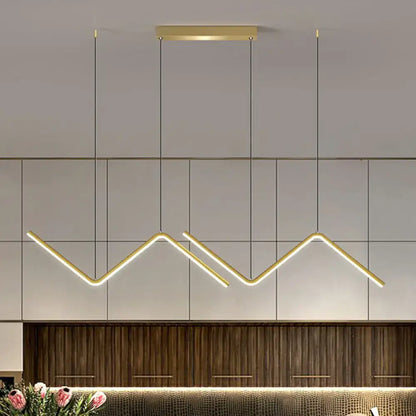 Modern gold z-shaped led light fixture dining room island pendant
