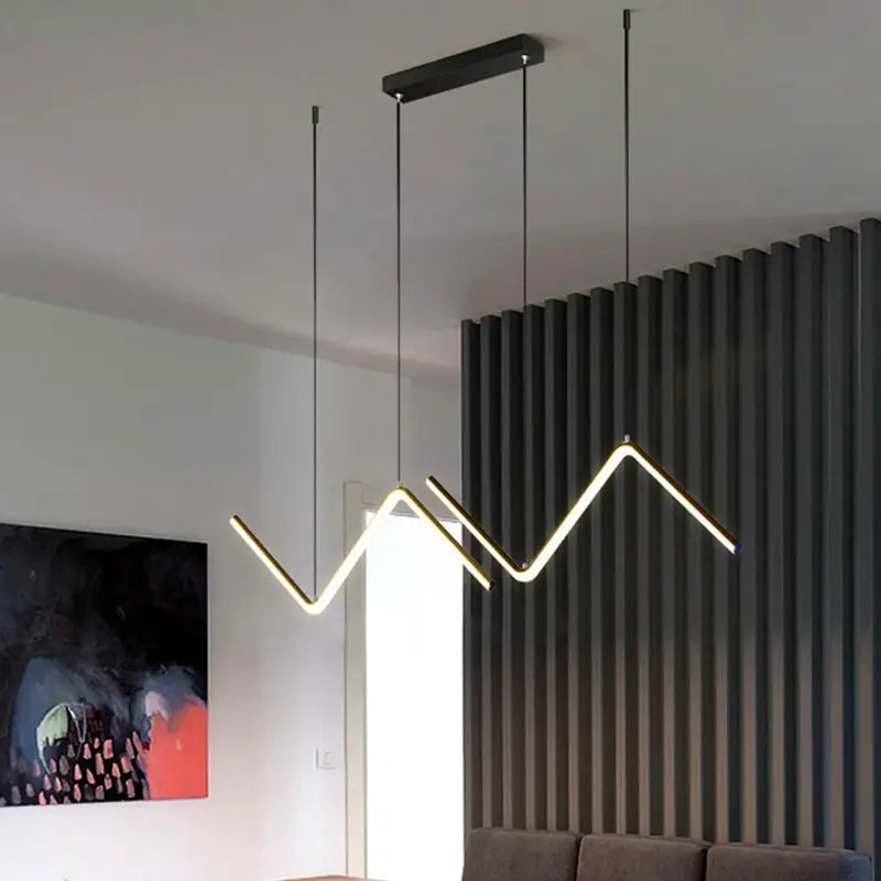 Modern gold zigzag pendant lighting fixture for dining room
