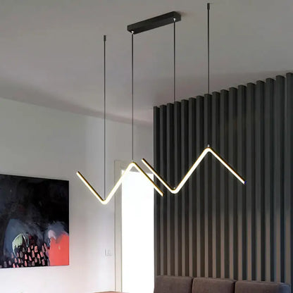 Modern gold zigzag pendant lighting fixture for dining room