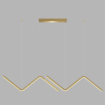 Modern gold zigzag pendant lighting fixture for dining room