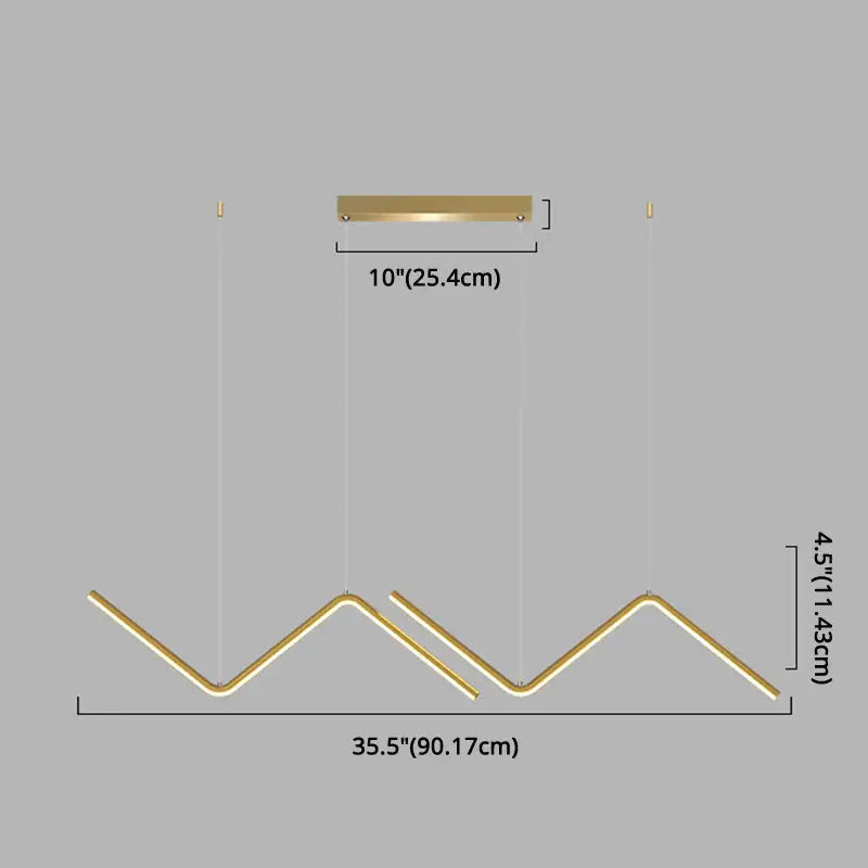 Modern gold zigzag pendant lighting fixture for dining room