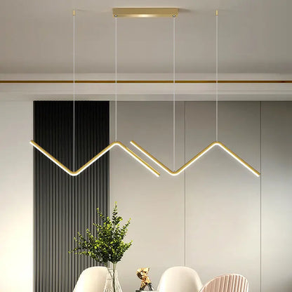Modern gold zigzag pendant lighting fixture for dining room