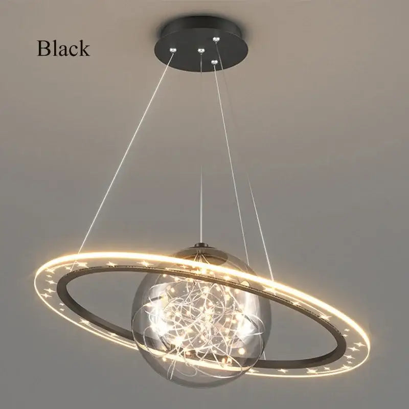 Modern golden acrylic led chandelier bedroom planet pendant light