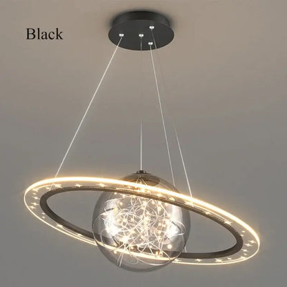 Modern golden acrylic led chandelier bedroom planet pendant light