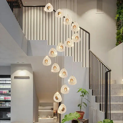 Modern golden acrylic led chandeliers living room cascading lights